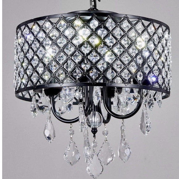 Black crystal pendant chandelier (never used) - Picture 1 of 3